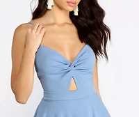 Trendy Twist-Front Skater Romper