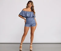 Pop of Floral Off the Shoulder Romper