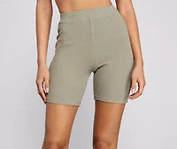 Effortlessly Trendy Ribbed Biker Shorts