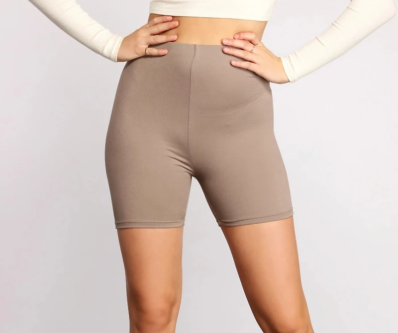 Brushed Knit Biker Shorts