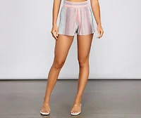 Trendy Pleated And Striped Shorts