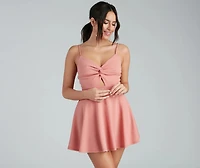 Trendy Twist-Front Skater Romper