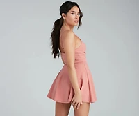 Trendy Twist-Front Skater Romper