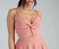 Trendy Twist-Front Skater Romper