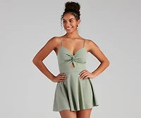 Trendy Twist-Front Skater Romper