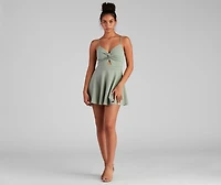Trendy Twist-Front Skater Romper