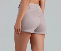 Running Late Side Snap Faux Suede Skort