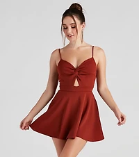 Trendy Twist-Front Skater Romper
