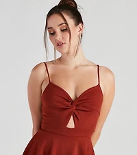 Trendy Twist-Front Skater Romper