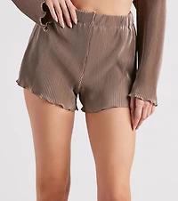 Just A Crush Satin Pleated Top And Shorts Set