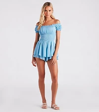 Flirtatious Mood Ruffled Knit Romper