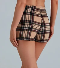 Class Session Plaid High Slit Mini Skort