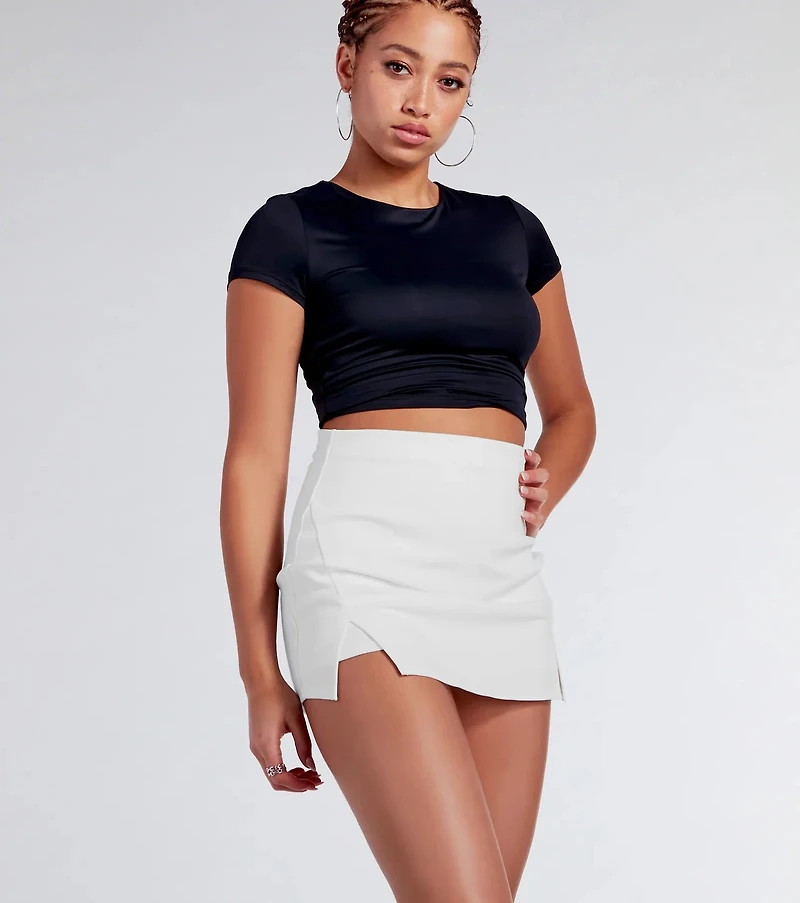 Cute Attitude Ponte Slit Mini Skort