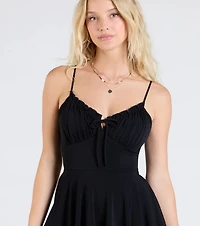 One Take V-Neck Ruffle Skater Romper