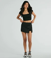 Significant Strut Mid-Rise Bow Slit Skort