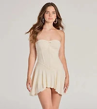 Sweet Allure Strapless Drop Waist Skater Romper