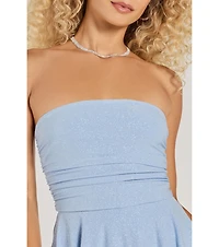 Always Shimmering Strapless Glitter Ruffle Romper