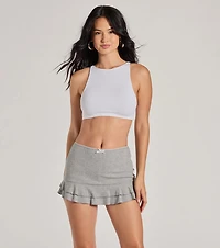 Sweet Existence High-Rise Bow Mini Ruffle Skort