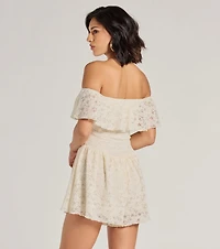 Boho Lace Off-The-Shoulder Drop Waist Romper