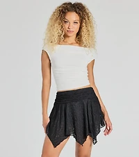 Boho-Chic Lace Hanky Hem Mini Skort