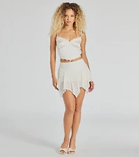 Boho-Chic Lace Hanky Hem Mini Skort