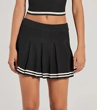Preppy Please Striped Pleated Knit Skort
