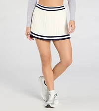 Preppy Demure Pleated Striped Knit Skort