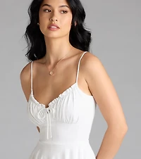 One Take V-Neck Ruffle Skater Romper