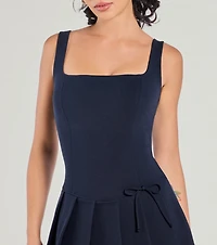 Flirty Girlie Bow Pleated Skirt Romper
