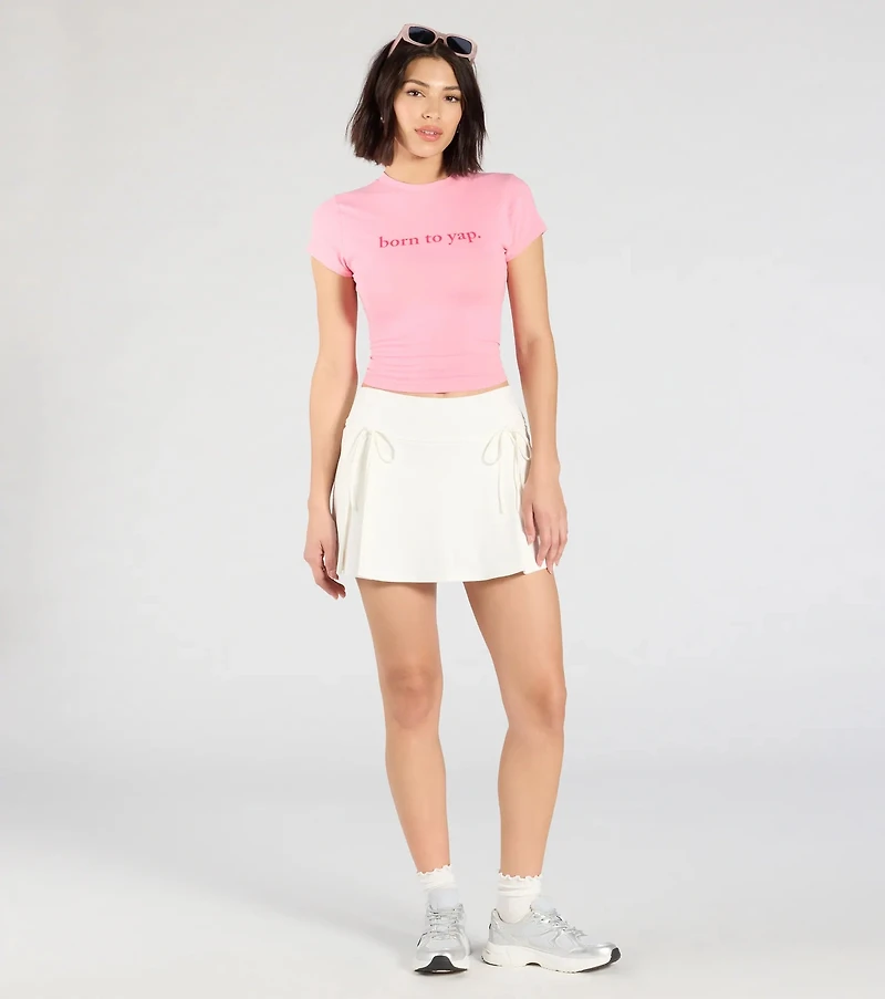 Charmed Look Bow Detail Pleated Knit Skort