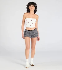 Chic Statement Gingham Ruffle Hot Shorts
