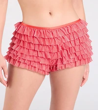 Chic Statement Gingham Ruffle Hot Shorts