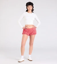 Chic Statement Gingham Ruffle Hot Shorts