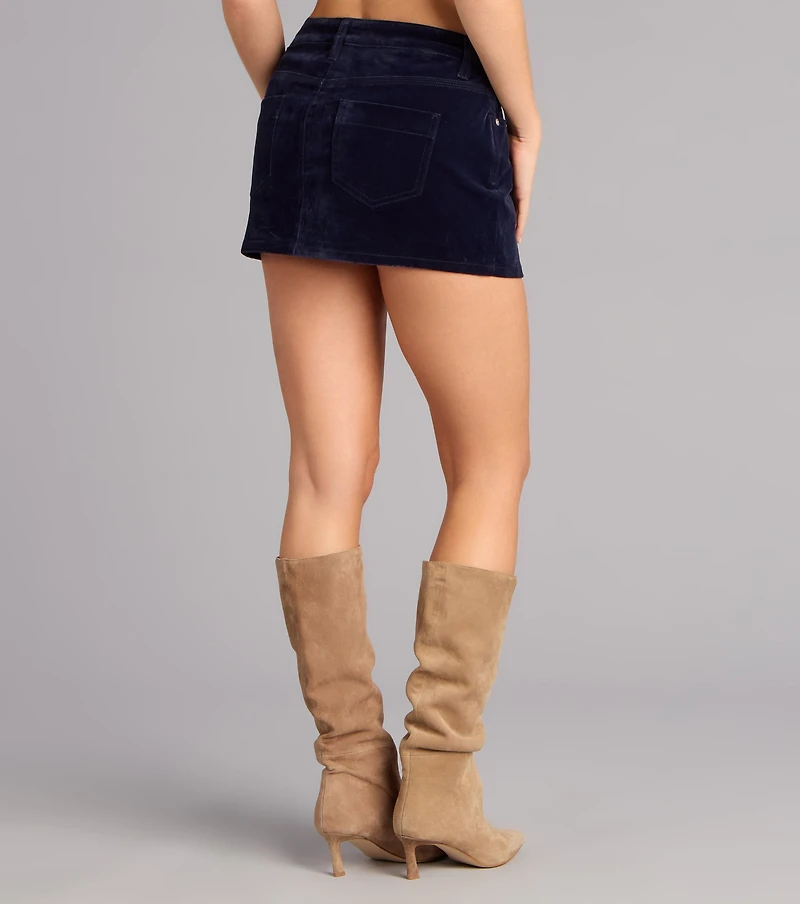 Velvet Crush Denim Mini Skirt