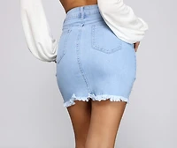 Edgy Fringe Denim Mini Skirt