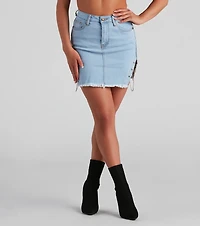 Harley Chain-Detail Denim Mini Skirt by Windsor