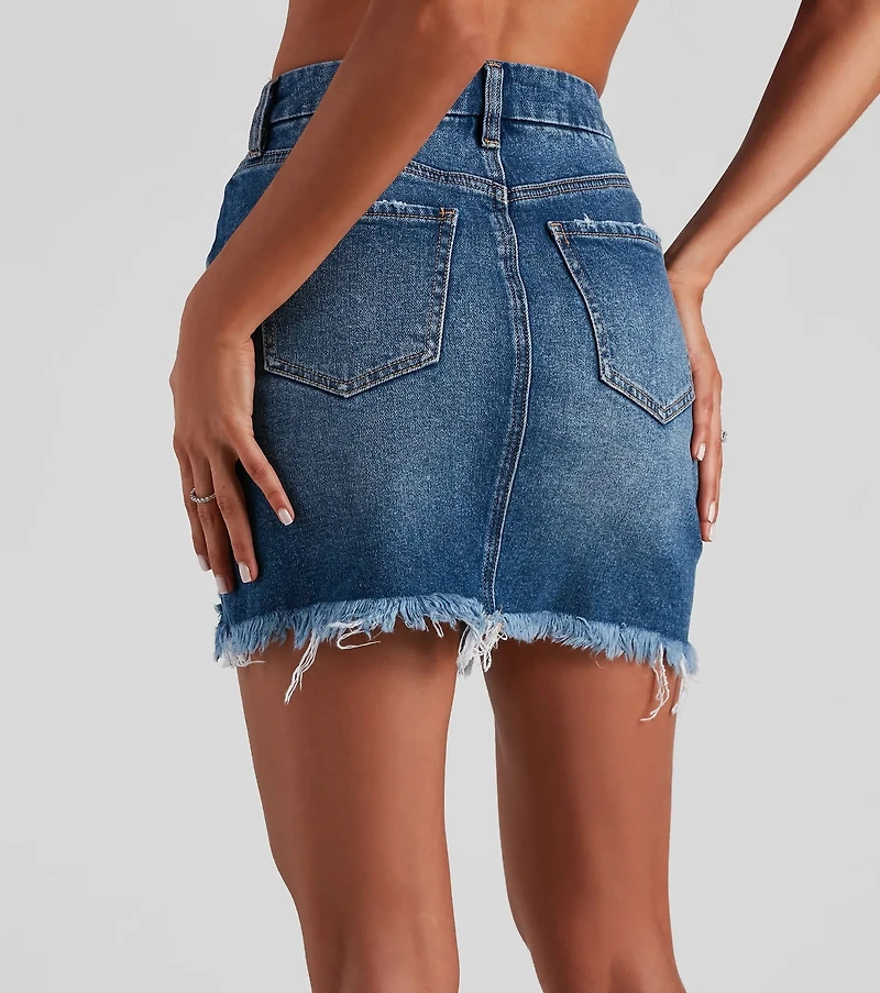 Elise Destructed Denim Mini Skirt by Windsor