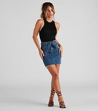 Mary Tie-Waist Mini Skirt by Windsor Denim