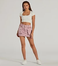 Cool Factor Cargo Denim Mini Skirt