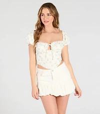 Small Town Girl Mid-Rise Bubble Denim Mini Skirt