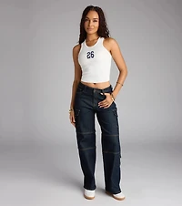 Utility Chic Mid-Rise Cargo Denim Jeans