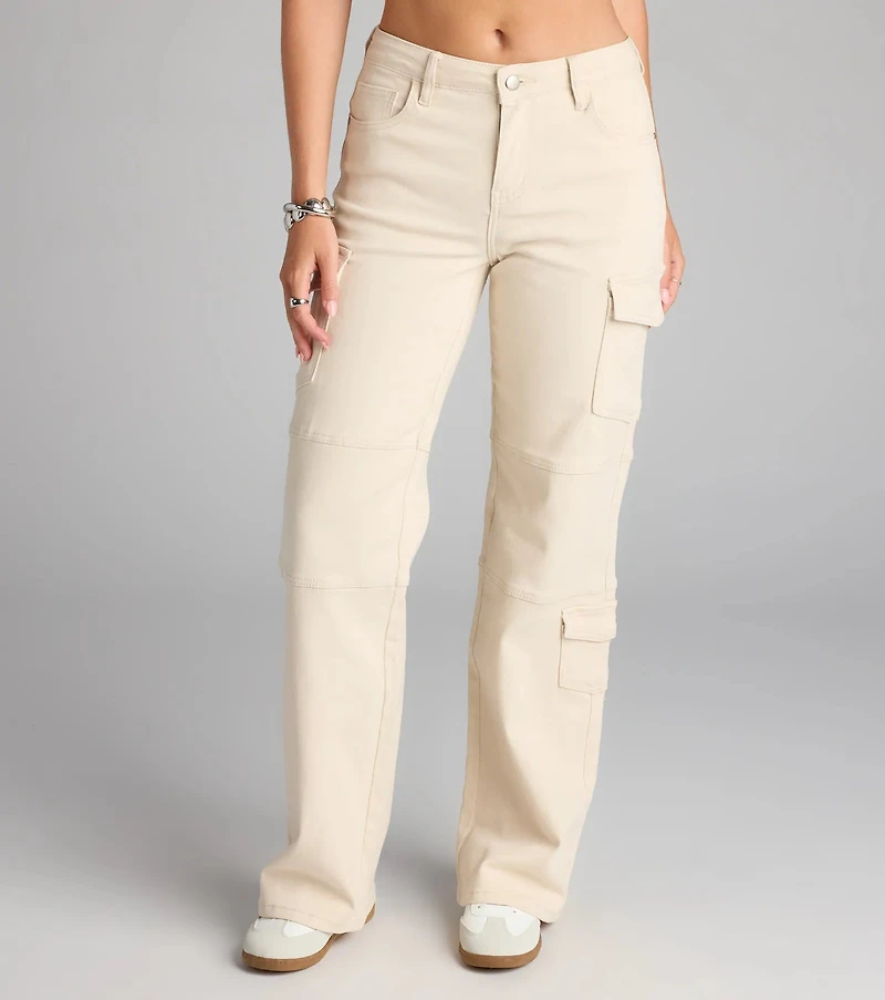 Catch Me Cargo Mid-Rise Straight-Leg Jeans
