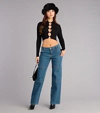 Sleek Look Mid-Rise Straight-Leg Jeans