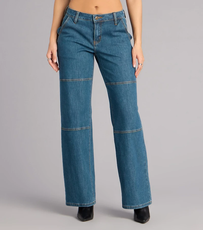 Sleek Look Mid-Rise Straight-Leg Jeans