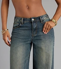 Off Duty Vibe Mid Rise Wide Leg Denim Jeans