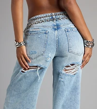 Casual Chaos Mid-Rise Wide Leg Denim Jeans