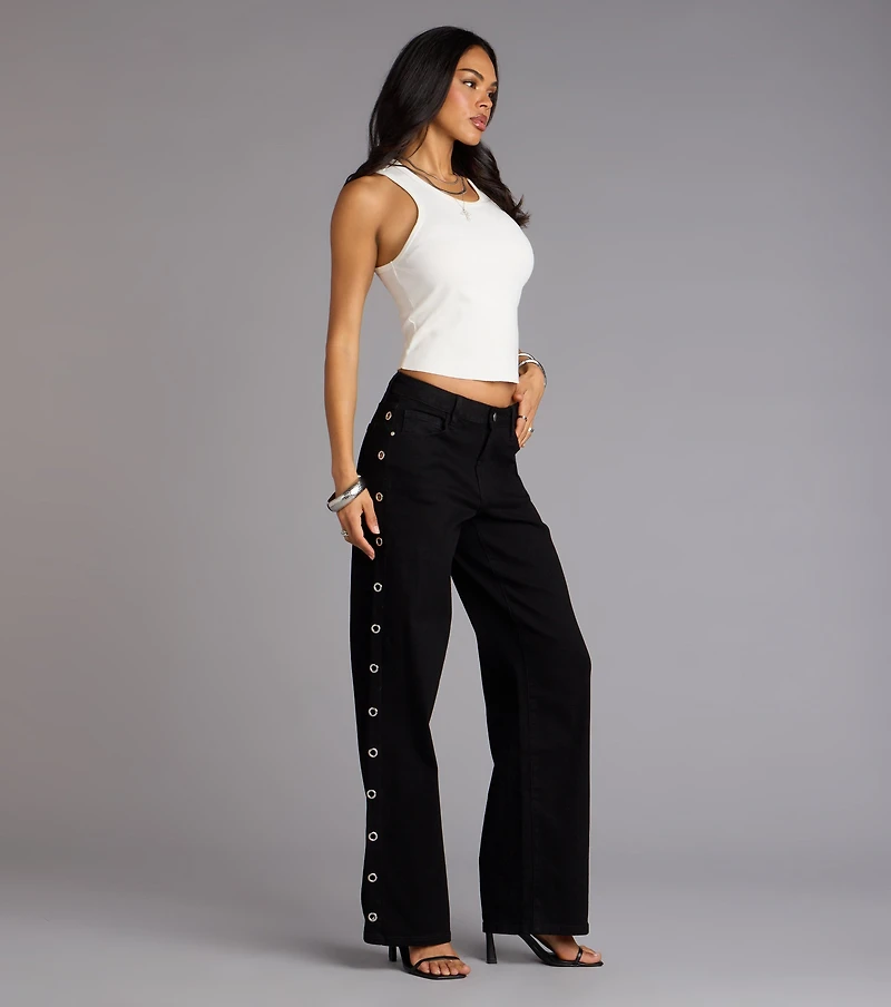 Ring It Grommet Wide-Leg Denim Jeans