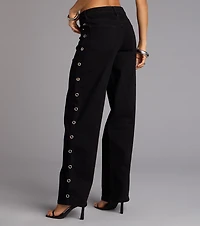 Ring It Grommet Wide-Leg Denim Jeans