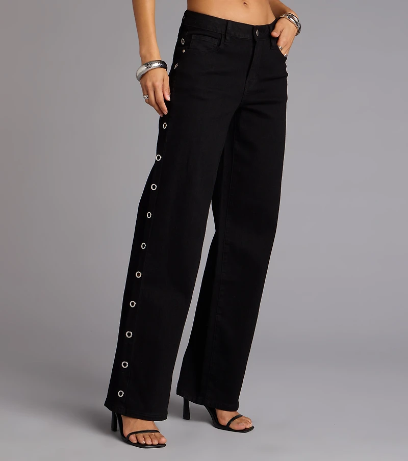 Ring It Grommet Wide-Leg Denim Jeans
