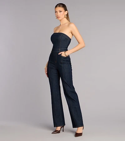 Polished Fit Denim Jumpsuit